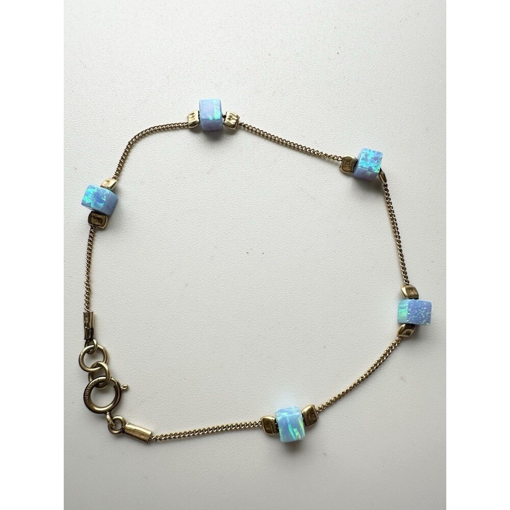 14k Gold Filled Cube Opal Bracelet 7.25”